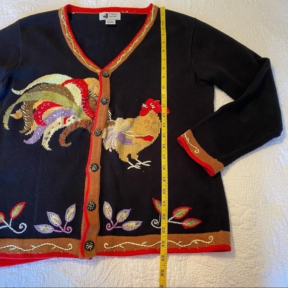 Vintage J Two NY Rooster Embroidered Cardigan Sweater - M - Picture 12 of 14